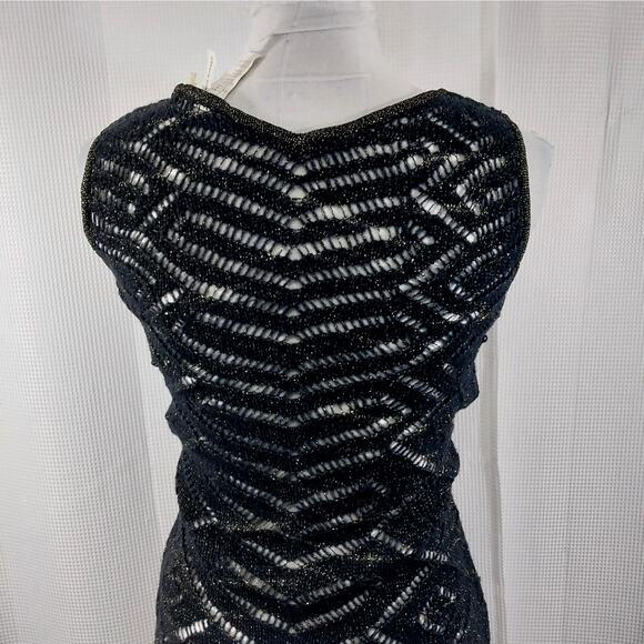 NWT@$225! RODIER! WOOL+! BLACK & GOLD METALLIC KNIT, SHEET SWEATER DRESS! SZ 8 - Picture 6 of 13